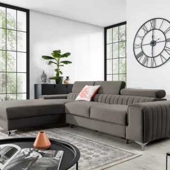 Coltar extensibil dreapta 3 locuri ELTAP, RT-04LO, Grayson, 278x205x92 cm, lemn/poliester, gri imagine