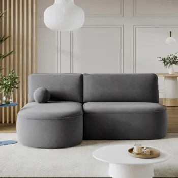 Coltar extensibil dreapta 3 locuri ELTAP, RT-04PO, Livosa, 220x144x93 cm, lemn/poliester, gri inchis imagine