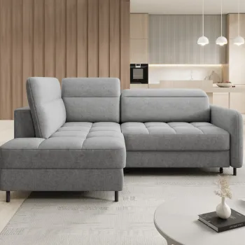 Coltar extensibil dreapta 3 locuri ELTAP, RT-04RAQ, Barea, 208x160x100 cm, lemn/poliester, gri deschis imagine