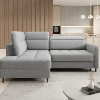 Coltar extensibil dreapta 3 locuri ELTAP, RT-04ROY, Barea, 208x160x100 cm, lemn/poliester, gri deschis imagine