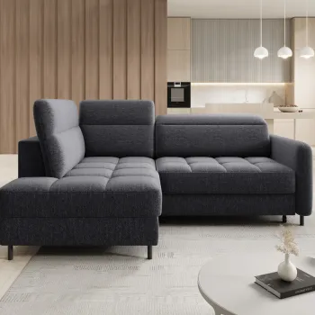 Coltar extensibil dreapta 3 locuri ELTAP, RT-05AS, Barea, 208x160x100 cm, lemn/poliester, gri inchis imagine