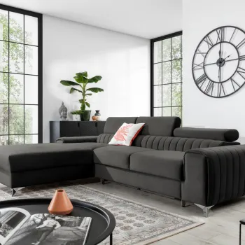 Coltar extensibil dreapta 3 locuri ELTAP, RT-05NU, Grayson, 278x205x92 cm, lemn/poliester, gri inchis imagine