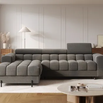 Coltar extensibil dreapta 3 locuri ELTAP, RT-06SO, Felro, 285x181x93 cm, lemn/poliester, gri inchis imagine