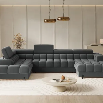 Coltar extensibil dreapta 3 locuri ELTAP, RT-06SO, Feraria, 358x202x93 cm, lemn/poliester, gri inchis imagine