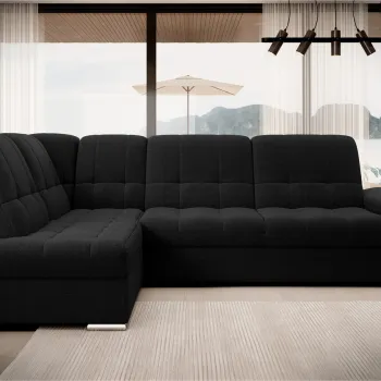 Coltar extensibil dreapta 3 locuri ELTAP, RT-10FL, Sado, 272x192x95 cm, lemn/poliester, negru imagine