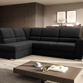 Coltar extensibil dreapta 3 locuri ELTAP, RT-10FL, Siber, 270x186x93 cm, lemn/poliester, negru imagine
