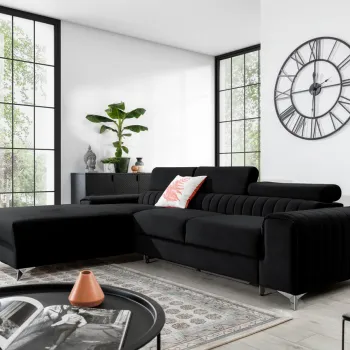 Coltar extensibil dreapta 3 locuri ELTAP, RT-10VE, Grayson, 278x205x92 cm, lemn/poliester, negru imagine