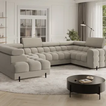 Coltar extensibil dreapta 3 locuri ELTAP, RT-18AU, Fectory, 346x205x93 cm, lemn/poliester, bej imagine