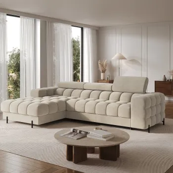 Coltar extensibil dreapta 3 locuri ELTAP, RT-18AU, Felro, 285x181x93 cm, lemn/poliester, bej inchis imagine