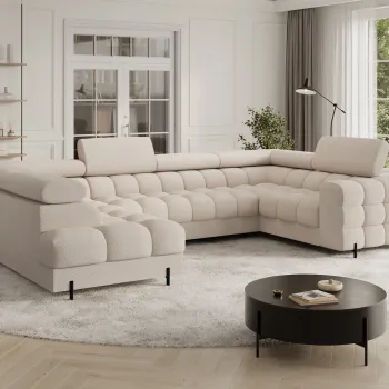 Coltar extensibil dreapta 3 locuri ELTAP, RT-18CAL, Fectory, 346x205x93 cm, lemn/poliester, bej deschis imagine