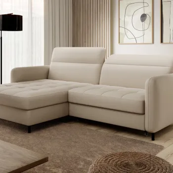 Coltar extensibil dreapta 3 locuri ELTAP, RT-18MAN, Gomsi, 228x165x100 cm, lemn/poliester, bej deschis imagine