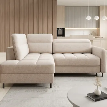 Coltar extensibil dreapta 3 locuri ELTAP, RT-18RAQ, Barea, 208x160x100 cm, lemn/poliester, bej imagine