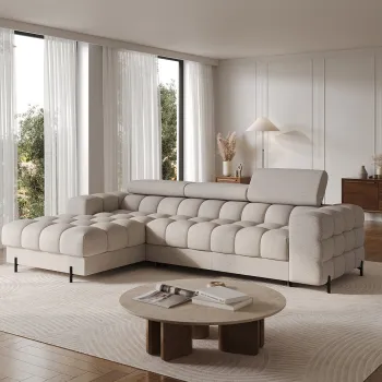 Coltar extensibil dreapta 3 locuri ELTAP, RT-18ROY, Felro, 285x181x93 cm, lemn/poliester, bej imagine