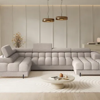 Coltar extensibil dreapta 3 locuri ELTAP, RT-18ROY, Feraria, 358x202x93 cm, lemn/poliester, bej deschis imagine