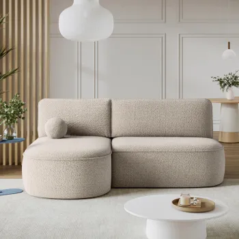 Coltar extensibil dreapta 3 locuri ELTAP, RT-18ROY, Livosa, 220x144x93 cm, lemn/poliester, bej inchis imagine