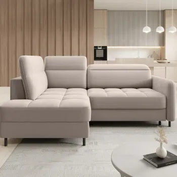 Coltar extensibil dreapta 3 locuri ELTAP, RT-18SO, Barea, 208x160x100 cm, lemn/poliester, bej imagine