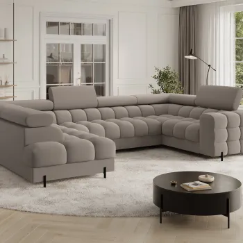 Coltar extensibil dreapta 3 locuri ELTAP, RT-18SO, Fectory, 346x205x93 cm, lemn/poliester, bej inchis imagine