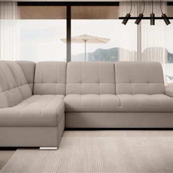 Coltar extensibil dreapta 3 locuri ELTAP, RT-18SO, Sado, 272x192x95 cm, lemn/poliester, bej deschis imagine