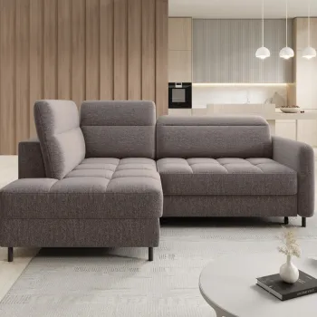 Coltar extensibil dreapta 3 locuri ELTAP, RT-20AS, Barea, 208x160x100 cm, lemn/poliester, maro deschis imagine