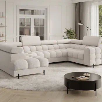 Coltar extensibil dreapta 3 locuri ELTAP, RT-20BAF, Fectory, 346x205x93 cm, lemn/poliester, bej deschis imagine