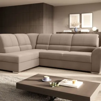 Coltar extensibil dreapta 3 locuri ELTAP, RT-20NU, Siber, 270x186x93 cm, lemn/poliester, maro deschis imagine