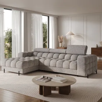 Coltar extensibil dreapta 3 locuri ELTAP, RT-20PEL, Felro, 285x181x93 cm, lemn/poliester, gri imagine