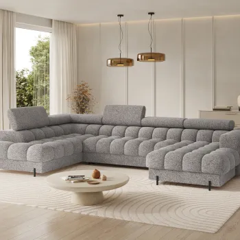 Coltar extensibil dreapta 3 locuri ELTAP, RT-20PEL, Feraria, 358x202x93 cm, lemn/poliester, gri imagine