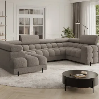 Coltar extensibil dreapta 3 locuri ELTAP, RT-20ROY, Fectory, 346x205x93 cm, lemn/poliester, maro imagine