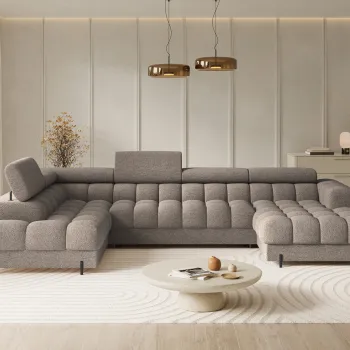 Coltar extensibil dreapta 3 locuri ELTAP, RT-20ROY, Feraria, 358x202x93 cm, lemn/poliester, bej inchis imagine