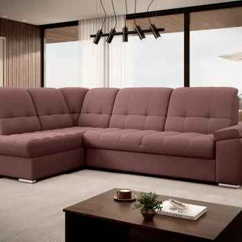 Coltar extensibil dreapta 3 locuri ELTAP, RT-24VE, Sado, 272x192x95 cm, lemn/poliester, roz inchis imagine