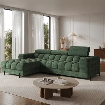 Coltar extensibil dreapta 3 locuri ELTAP, RT-35AMO, Felro, 285x181x93 cm, lemn/poliester, verde inchis imagine