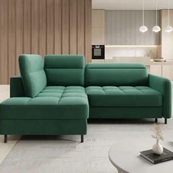 Coltar extensibil dreapta 3 locuri ELTAP, RT-35LU, Barea, 208x160x100 cm, lemn/poliester, verde inchis imagine