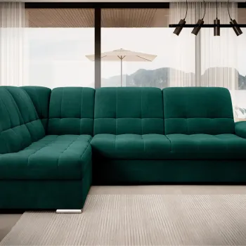 Coltar extensibil dreapta 3 locuri ELTAP, RT-35NU, Sado, 272x192x95 cm, lemn/poliester, verde inchis imagine