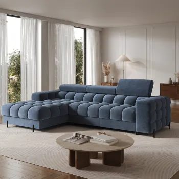 Coltar extensibil dreapta 3 locuri ELTAP, RT-40AU, Felro, 285x181x93 cm, lemn/poliester, albastru imagine