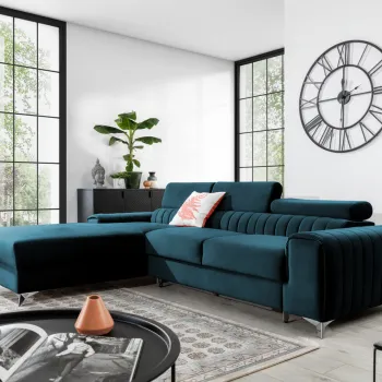 Coltar extensibil dreapta 3 locuri ELTAP, RT-40NU, Grayson, 278x205x92 cm, lemn/poliester, albastru inchis imagine