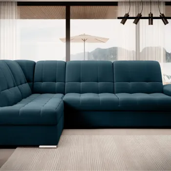 Coltar extensibil dreapta 3 locuri ELTAP, RT-40NU, Sado, 272x192x95 cm, lemn/poliester, albastru inchis imagine