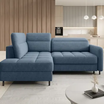 Coltar extensibil dreapta 3 locuri ELTAP, RT-40RAQ, Barea, 208x160x100 cm, lemn/poliester, albastru imagine