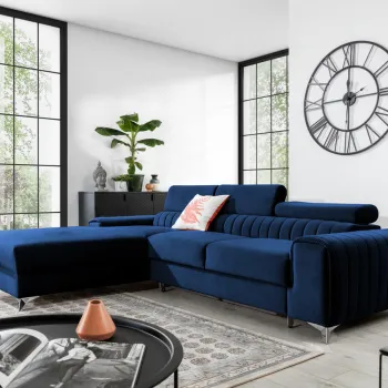 Coltar extensibil dreapta 3 locuri ELTAP, RT-40VE, Grayson, 278x205x92 cm, lemn/poliester, albastru inchis imagine