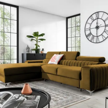 Coltar extensibil dreapta 3 locuri ELTAP, RT-45NU, Grayson, 278x205x92 cm, lemn/poliester, mustar imagine