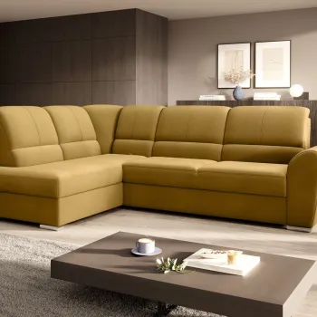 Coltar extensibil dreapta 3 locuri ELTAP, RT-45NU, Siber, 270x186x93 cm, lemn/poliester, mustar imagine