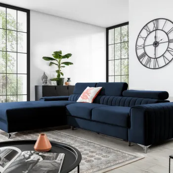 Coltar extensibil dreapta 3 locuri ELTAP, RT-79MO, Grayson, 278x205x92 cm, lemn/poliester, albastru inchis imagine