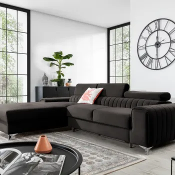 Coltar extensibil dreapta 3 locuri ELTAP, RT-97RIV, Grayson, 278x205x92 cm, lemn/poliester, gri inchis imagine