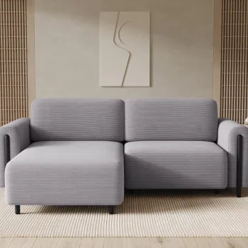 Coltar extensibil dreapta 3 locuri ELTAP, RT-BL-03JAR, Acossta, 244x154x95 cm, lemn/poliester, gri/negru imagine