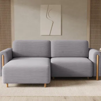 Coltar extensibil dreapta 3 locuri ELTAP, RT-O-03JAR, Acossta, 244x154x95 cm, lemn/poliester, gri/natur imagine