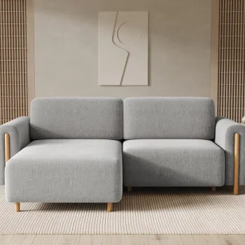 Coltar extensibil dreapta 3 locuri ELTAP, RT-O-04AMO, Acossta, 244x154x95 cm, lemn/poliester, gri deschis/natur imagine