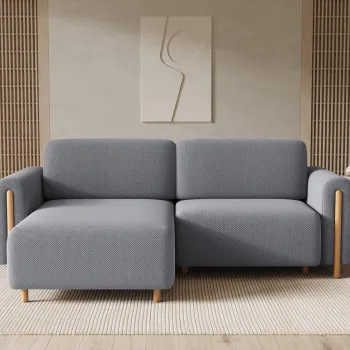 Coltar extensibil dreapta 3 locuri ELTAP, RT-O-05CAL, Acossta, 244x154x95 cm, lemn/poliester, gri/natur imagine