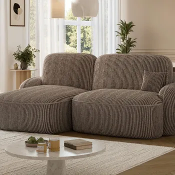 Coltar extensibil dreapta 3 locuri ELTAP, Tesalia, 240x150x93 cm, lemn/catifea din poliester, maro deschis imagine