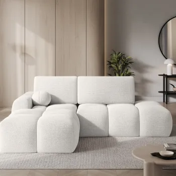 Coltar extensibil dreapta 3 locuri ELTAP, Vittario, 227x170x95 cm, lemn/poliester, alb imagine