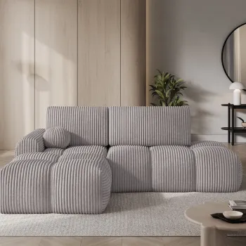 Coltar extensibil dreapta 3 locuri ELTAP, Vittario, 227x170x95 cm, lemn/poliester, gri imagine