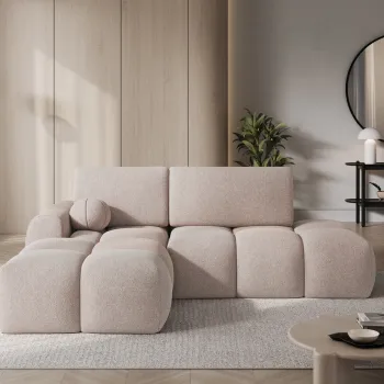 Coltar extensibil dreapta 3 locuri ELTAP, Vittario, 227x170x95 cm, lemn/poliester, maro deschis imagine